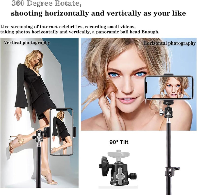 ailight Mini Ball Head, 360° Panoramic Tripod Head, Universal 1/4" to 3/8" Screw Adapter Swivel Ball Head Tripod Mount, Dual Cold Shoe Mount for DSLR Cameras Camcorder Light Photograph Accessories - Image 5